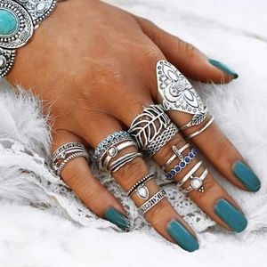 BOHO STYLE FASHION JEWELRY 18 PIECE RING SET